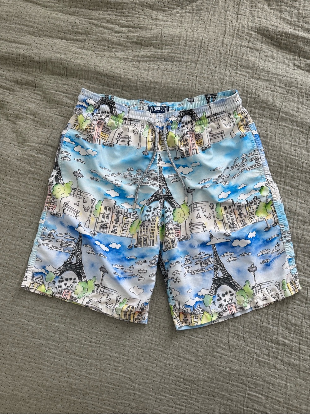 Vilebrequin 2014 Okoa Watercolor Eiffel / Paris Aquarelle Resort Swim Trunks